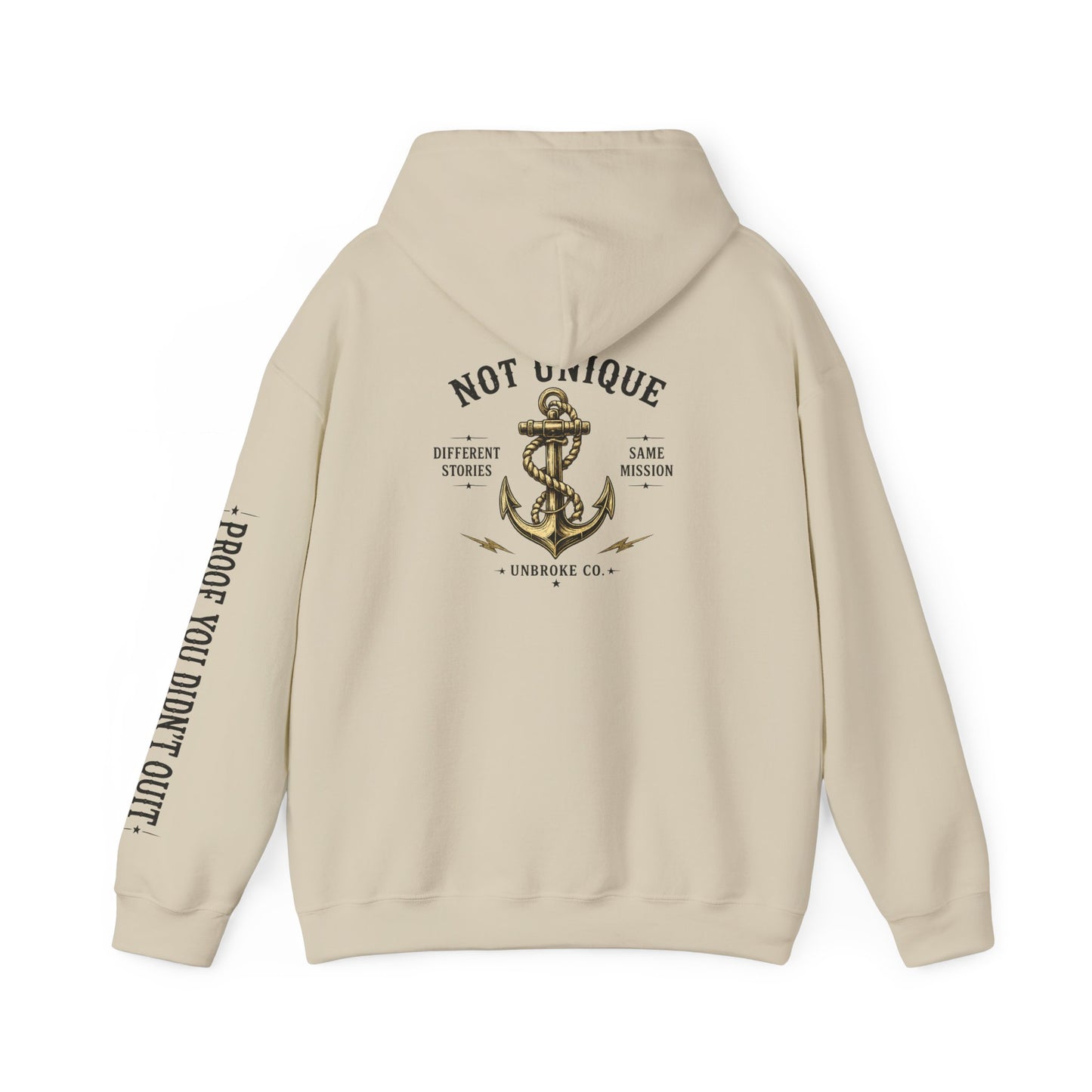Not Unique Hoodie | Different Stories, Same Mission