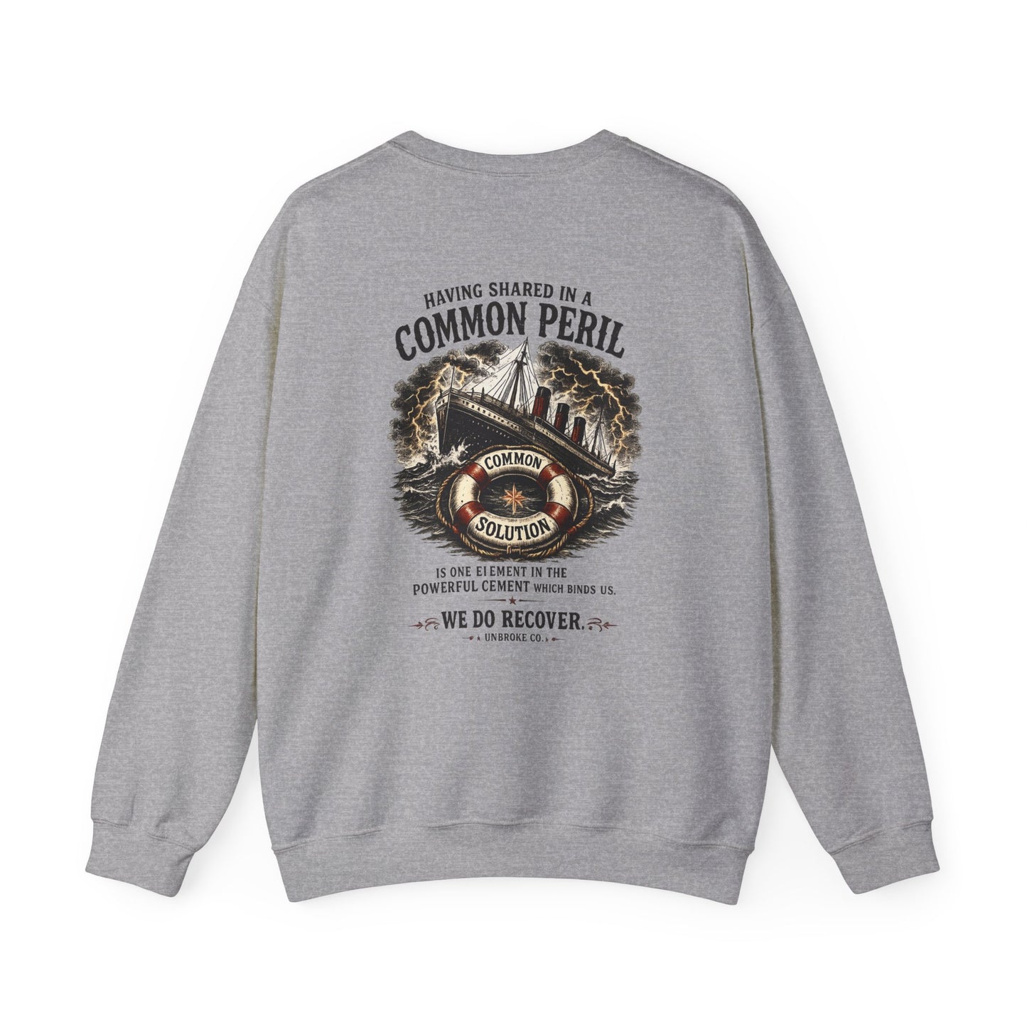 COMMON PERIL™ Heritage Crewneck Sweatshirt — Vintage Maritime Storm Graphic