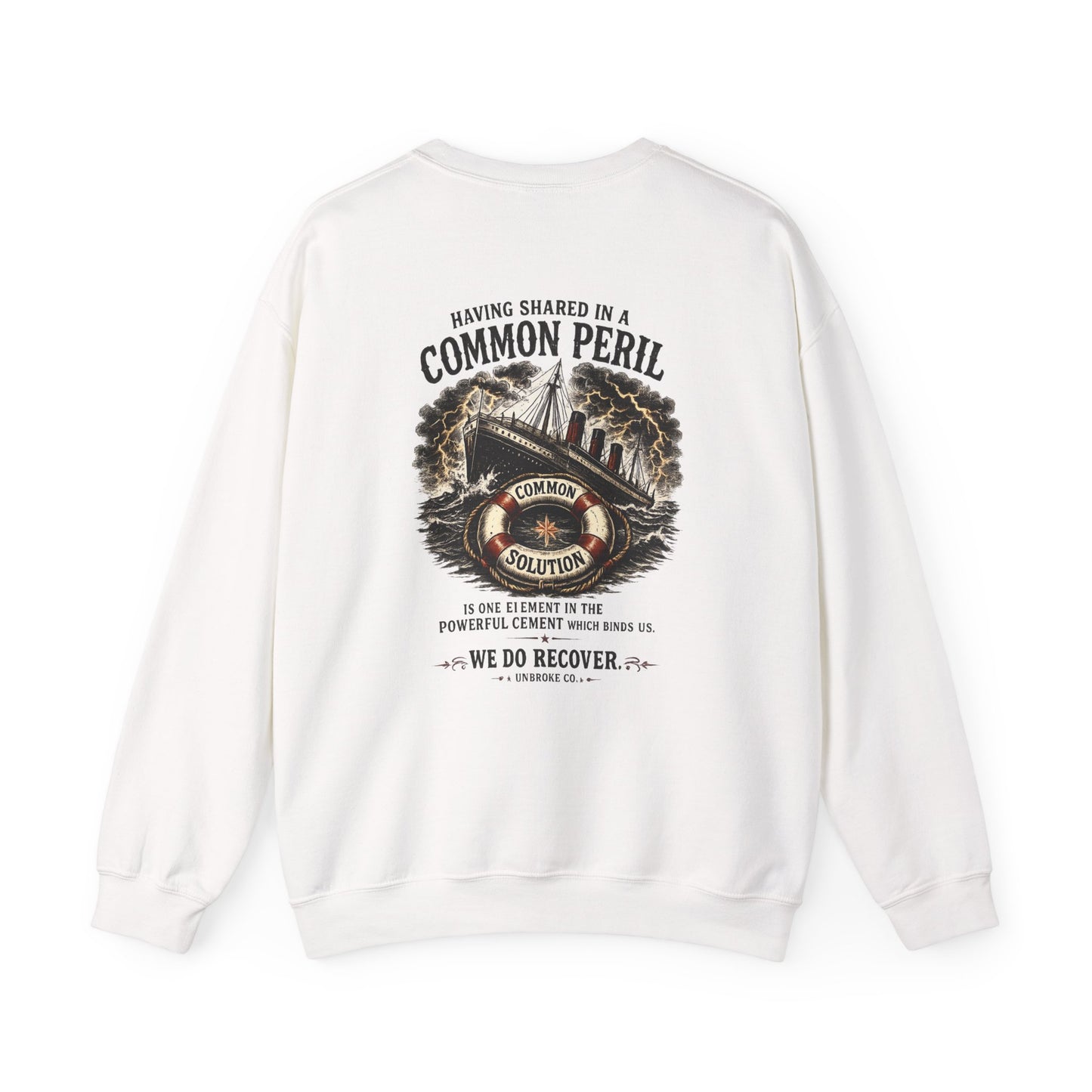 COMMON PERIL™ Heritage Crewneck Sweatshirt — Vintage Maritime Storm Graphic