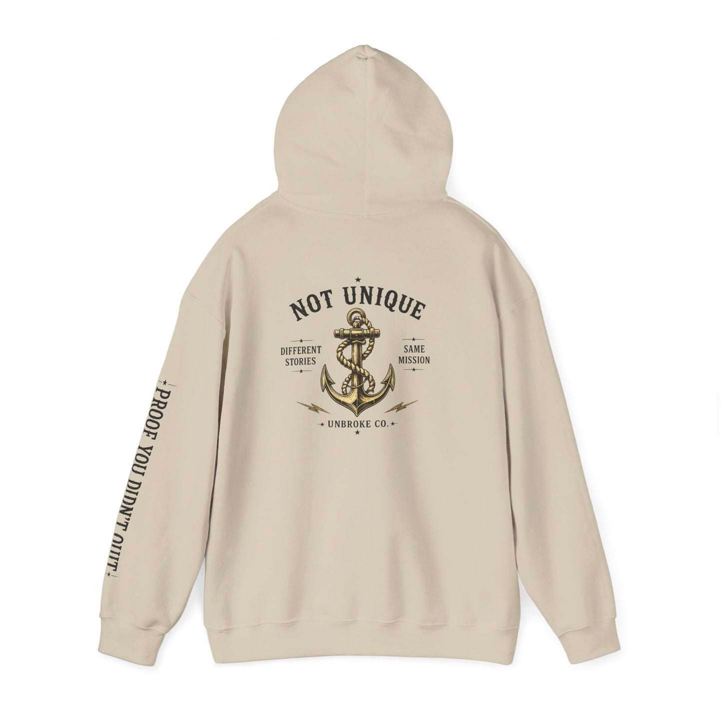 Not Unique Hoodie | Different Stories, Same Mission